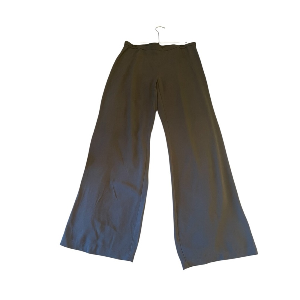 Eileen Fisher gray silk pants wide leg in size 12 with side zipper.